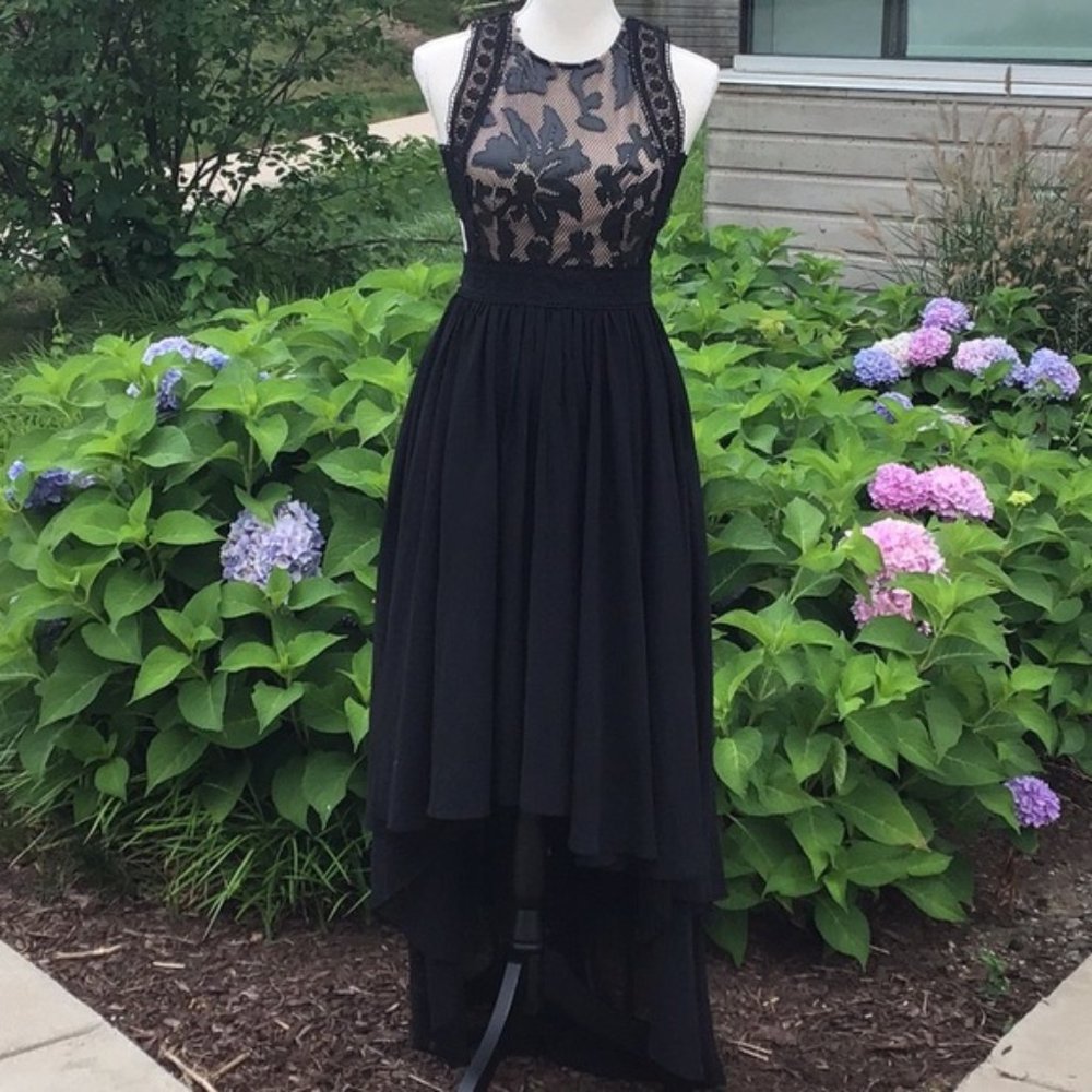 Black Elegant High-Low Dress